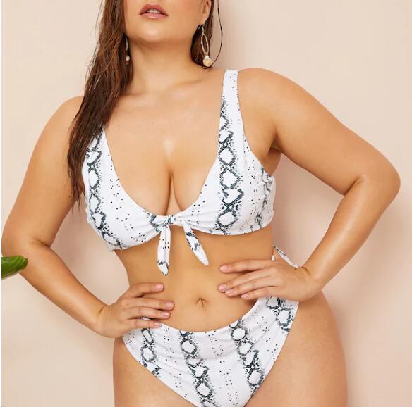 Sexy plus size knotted high waist ladies swimwear - Aqova