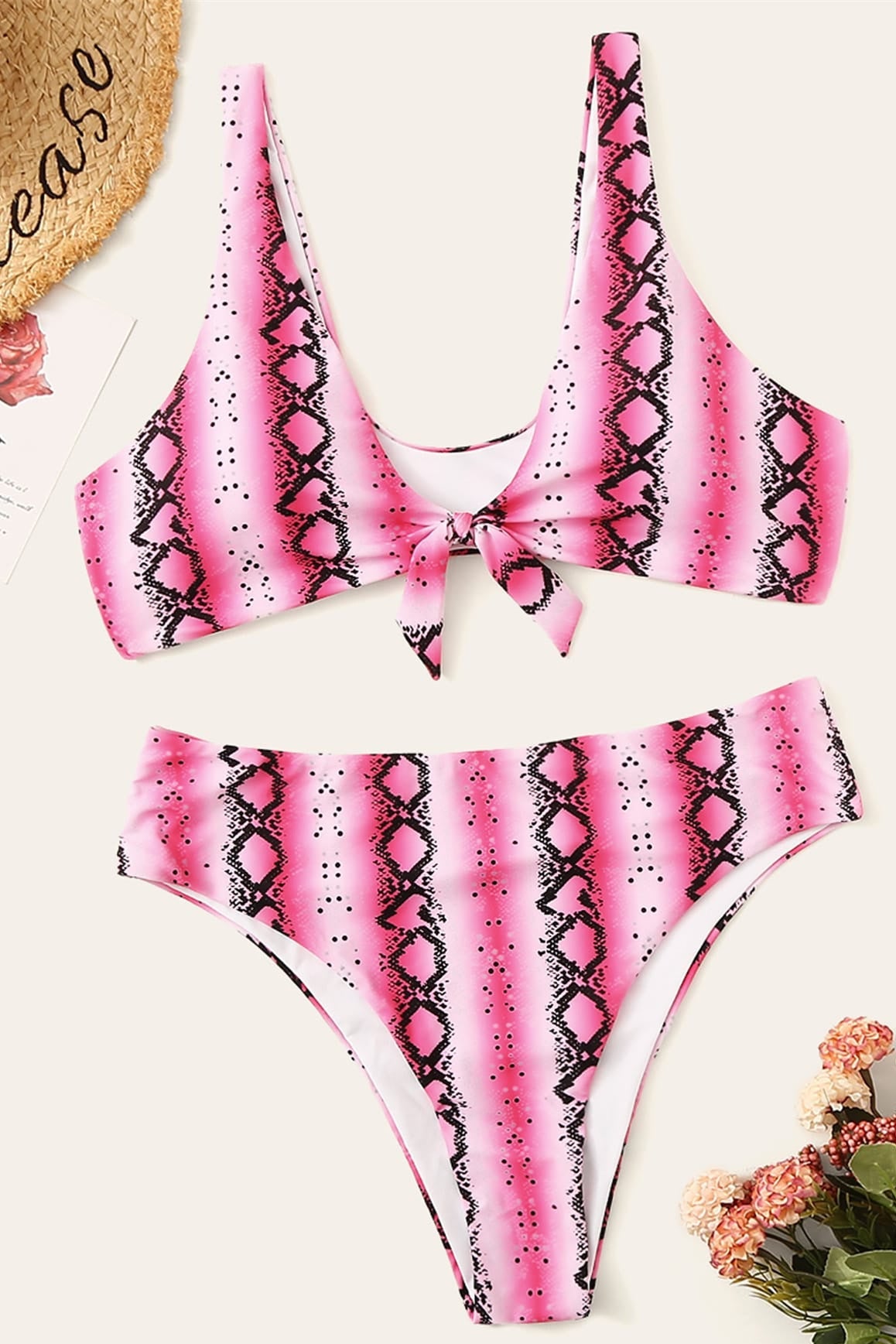 Sexy plus size knotted high waist ladies swimwear - Aqova