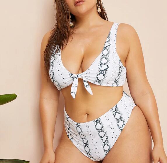 Sexy plus size knotted high waist ladies swimwear - Aqova