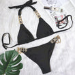 Sexy Purple Halter Bikini - Rhinestone Swimwear for Tropical Vacations - Aqova