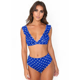 Sexy Ruffled Black and White Polka Dot Bikini Set - Summer Swimwear - Aqova