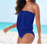 Sexy Solid Color Strapless One - Piece Swimsuit - Retro Beach Style - Aqova