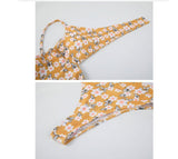 Sexy Tie Knot Print One - Piece Swimsuit with Chest Pad - ZC2520 - Aqova