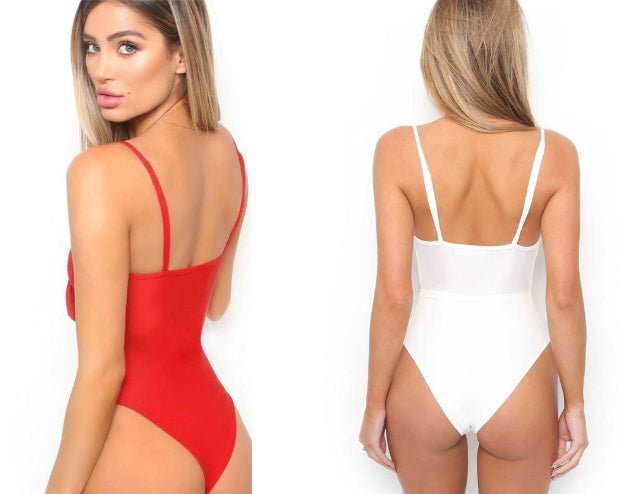 Sexy Tie Knot Print One - Piece Swimsuit with Chest Pad - ZC2520 - Aqova