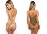 Sexy Tie Knot Print One - Piece Swimsuit with Chest Pad - ZC2520 - Aqova