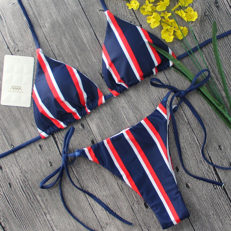 Sexy triangle striped bikini - Aqova