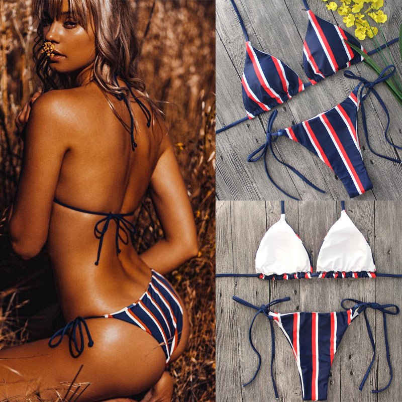 Sexy triangle striped bikini - Aqova