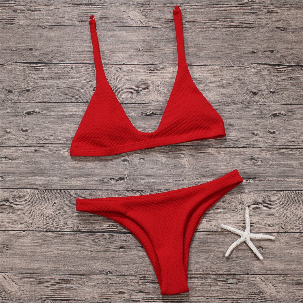 Sexy Women’s Solid Bikini Set - Perfect for Beach and Pool Fun - Aqova