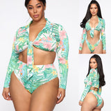 Singularity New Bikini European and American Large Size Swimsuit Long Sleeve High Waist Fat Lady Amazon Swimsuit - Aqova