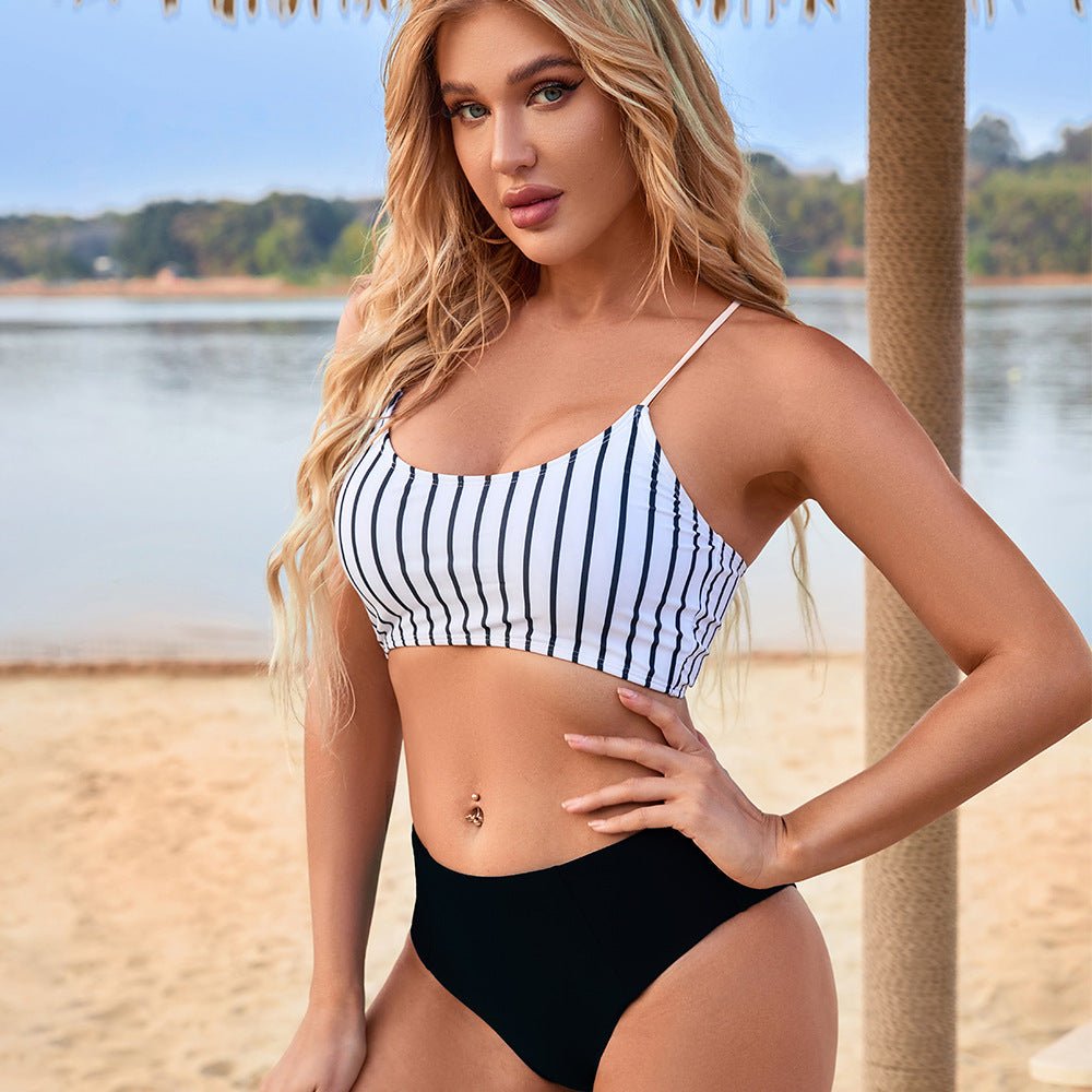 Slim Stripe Beach Vacation Swimsuit Women - Aqova