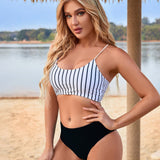 Slim Stripe Beach Vacation Swimsuit Women - Aqova