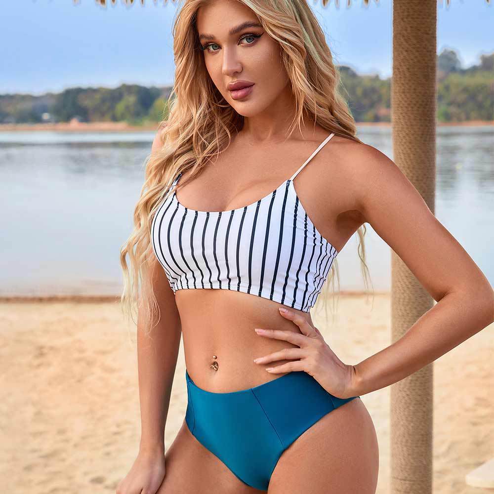 Slim Stripe Beach Vacation Swimsuit Women - Aqova