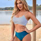 Slim Stripe Beach Vacation Swimsuit Women - Aqova