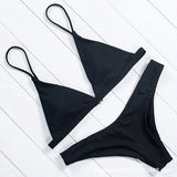 Solid Color Bikini Sexy Strappy Swimsuit - Aqova