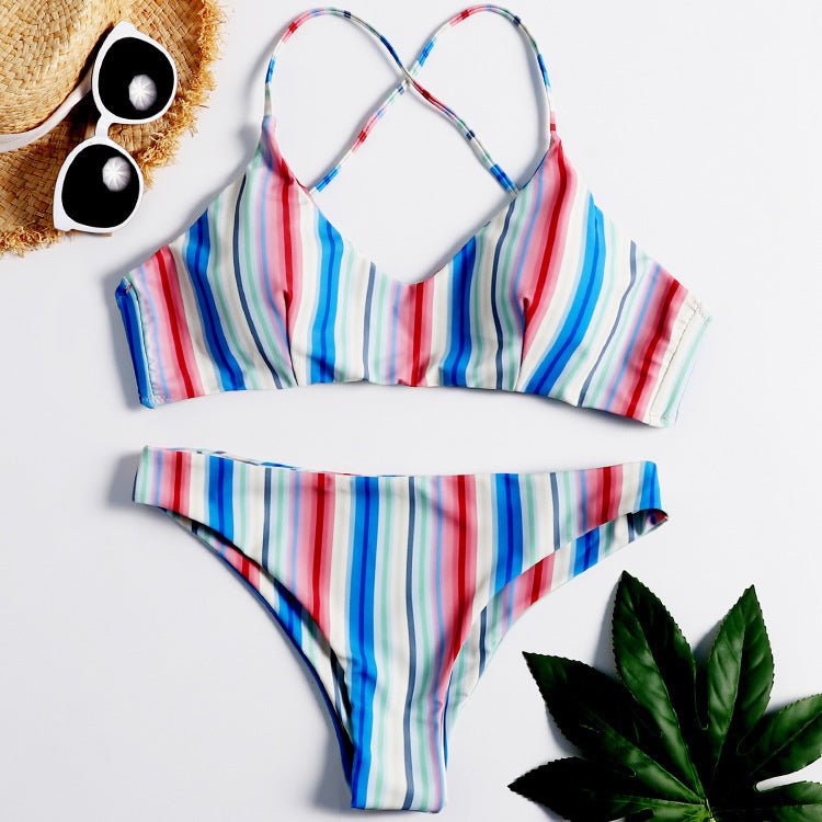 Solid Color Bikini Sexy Strappy Swimsuit - Aqova