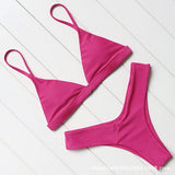 Solid Color Bikini Sexy Strappy Swimsuit - Aqova