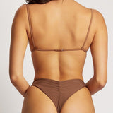 Solid Color Double - layer Fabric Split Swimsuit - Aqova