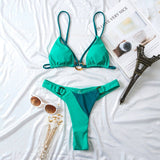 Solid Color Double - layer Fabric Split Swimsuit - Aqova