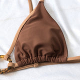 Solid Color Double - layer Fabric Split Swimsuit - Aqova