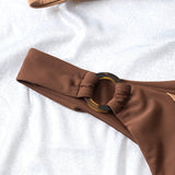 Solid Color Double - layer Fabric Split Swimsuit - Aqova