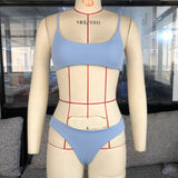 Solid Color Striped Bikini - Stylish Swimwear for Beach Days - Aqova