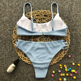 Solid Color Striped Bikini - Stylish Swimwear for Beach Days - Aqova