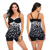 Split Skirt Style Boxer Female Swimsuit Conservative Tankini Swimsuit - Aqova