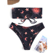 Star Print Triangle Women's Lace Up Sexy Split Bra Bikini - Aqova