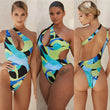 Striped Backless One - Piece Swimsuit - Trendy Swimwear for Summer - Aqova