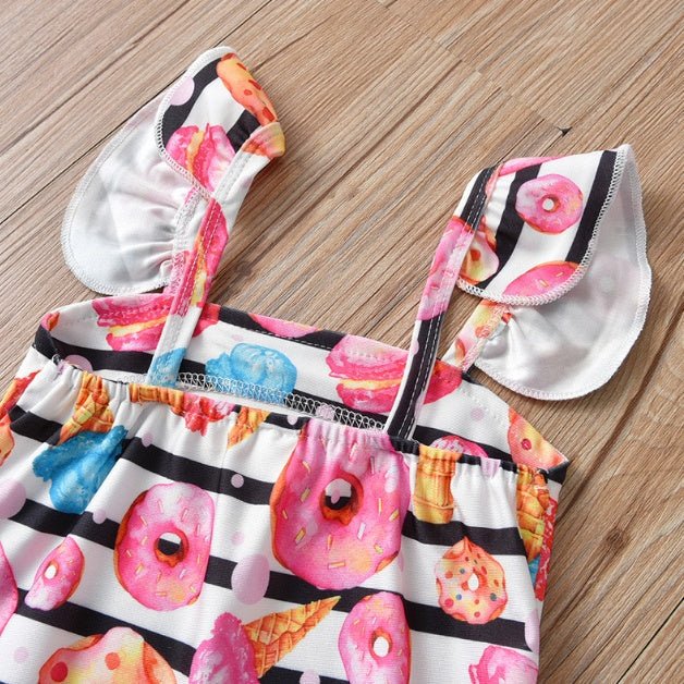 Striped Donut Girl's Swimsuit - Cute Pink Swimwear for Ages 2 - 5 - Aqova
