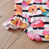 Striped Donut Girl's Swimsuit - Cute Pink Swimwear for Ages 2 - 5 - Aqova