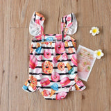 Striped Donut Girl's Swimsuit - Cute Pink Swimwear for Ages 2 - 5 - Aqova