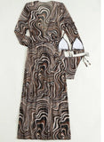 Striped Lace - up Maxi Dress Mesh Three - piece Set - Aqova