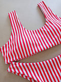 Striped printed bikini split swimsuit - Aqova