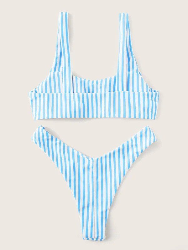 Striped printed bikini split swimsuit - Aqova