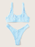 Striped printed bikini split swimsuit - Aqova