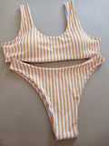 Striped printed bikini split swimsuit - Aqova