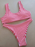 Striped printed bikini split swimsuit - Aqova