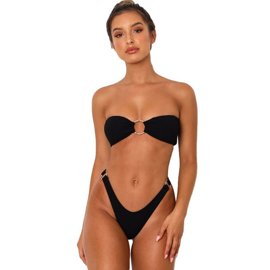 Stylish Back Buckle Bikini Swimwear - Solid Color, Sexy Fit - Aqova