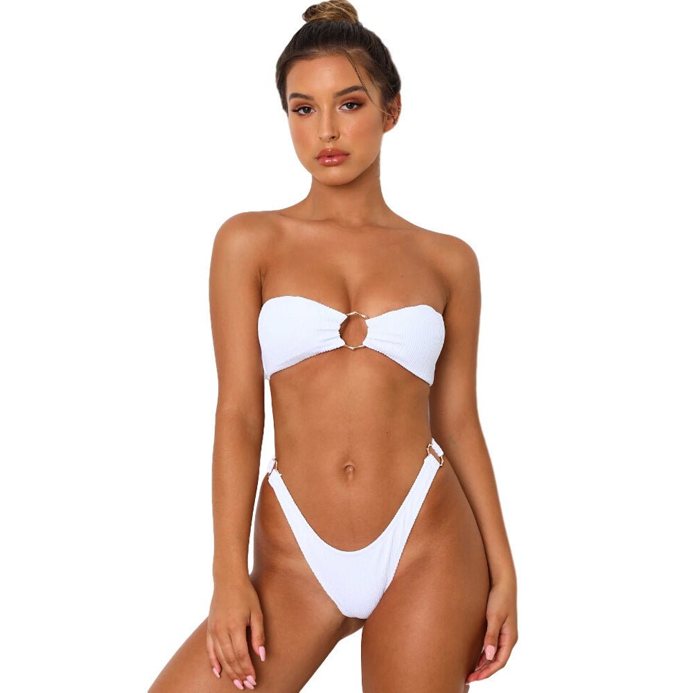 Stylish Back Buckle Bikini Swimwear - Solid Color, Sexy Fit - Aqova