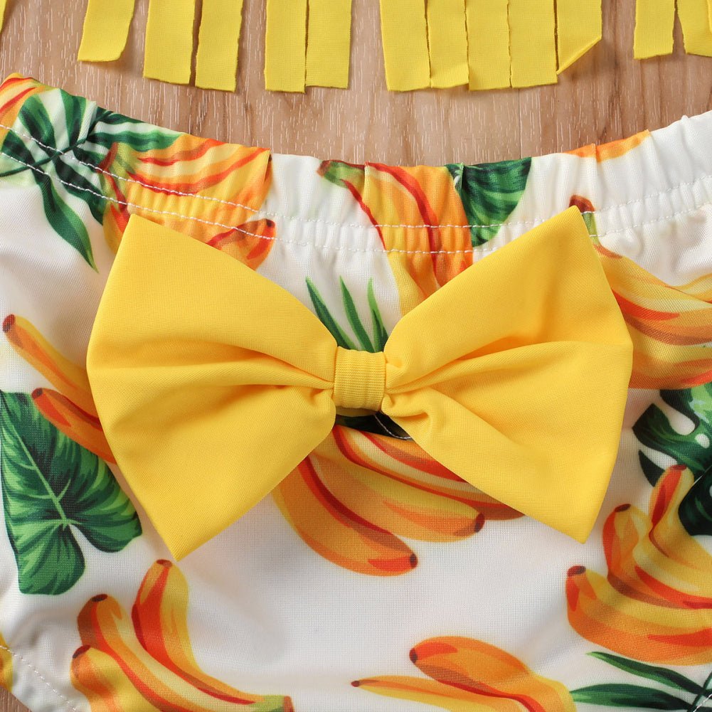 Stylish Banana Print Tassel Swimsuit for Trendy Summer Beach Days - Aqova