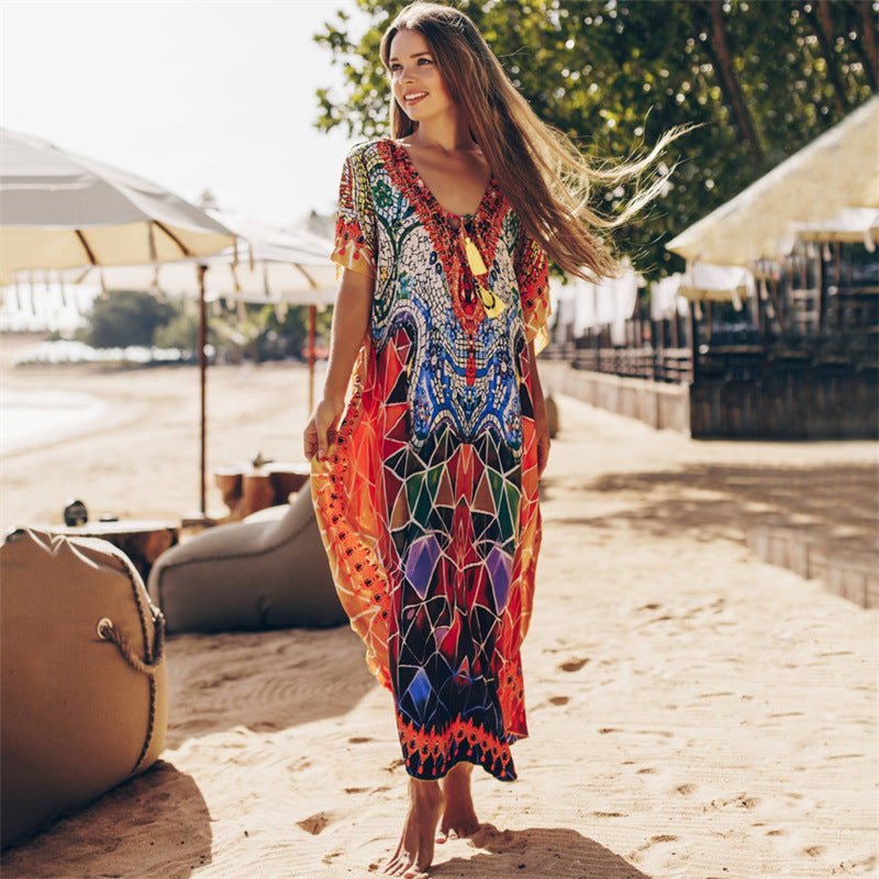 Stylish Cotton Beach Cover Up for Women - Summer Swimwear Tunic Dress - Aqova