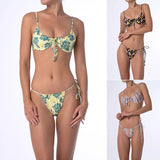 Stylish Floral Bikini Split - Supportive Chest Pad & Striped Design - Aqova