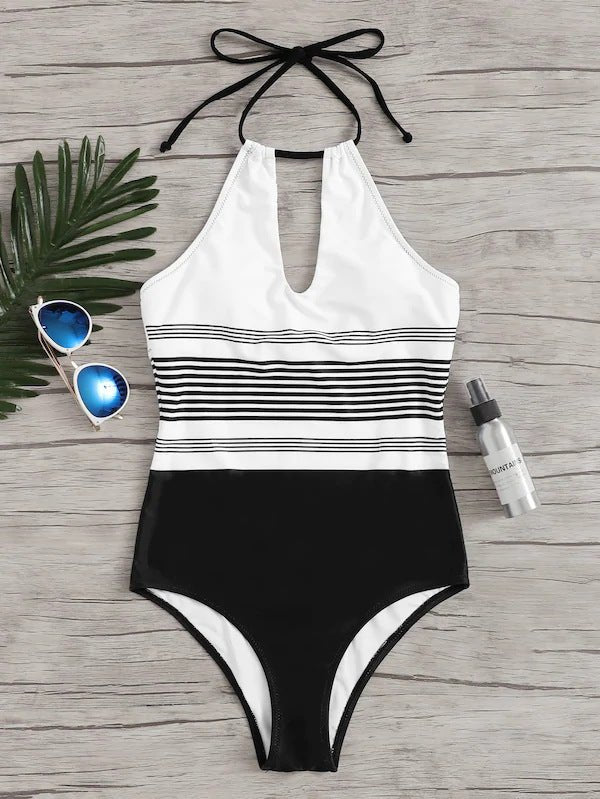 Stylish One - Piece Striped Swimsuit for Women - Perfect for Summer Fun - Aqova