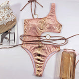 Stylish One - Shoulder Snake Bikini - Trendy Swimwear for Summer Fun - Aqova