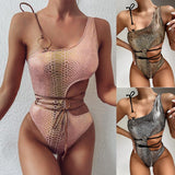 Stylish One - Shoulder Snake Bikini - Trendy Swimwear for Summer Fun - Aqova