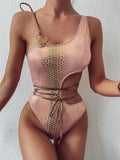 Stylish One - Shoulder Snake Bikini - Trendy Swimwear for Summer Fun - Aqova