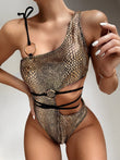 Stylish One - Shoulder Snake Bikini - Trendy Swimwear for Summer Fun - Aqova