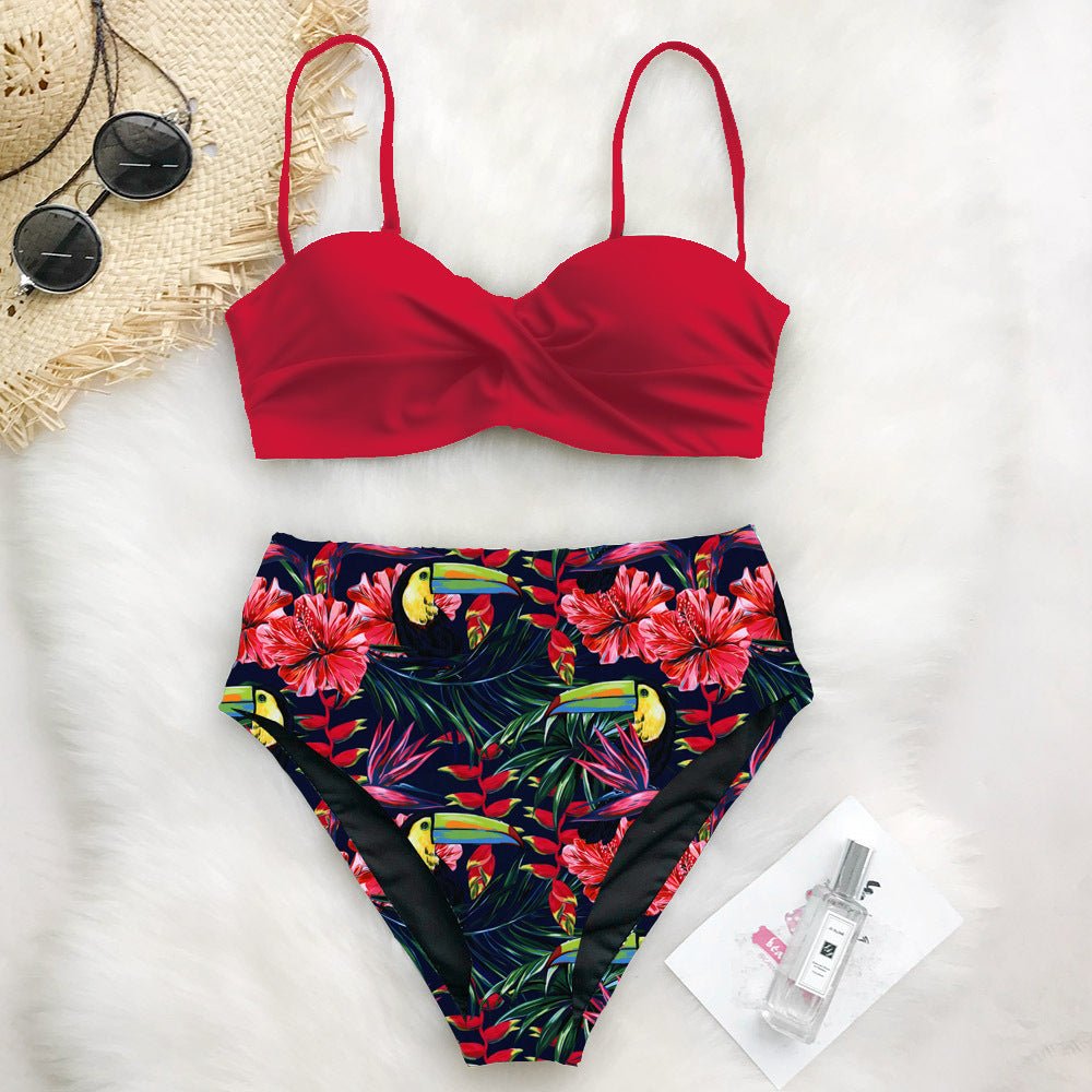 Stylish Printed Bikini Swimsuit for Women - Adjustable Size, Floral Styles - Aqova