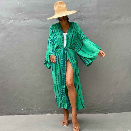 Stylish Printed Sun Protection Bikini Blouse - Perfect for Beach Days - Aqova